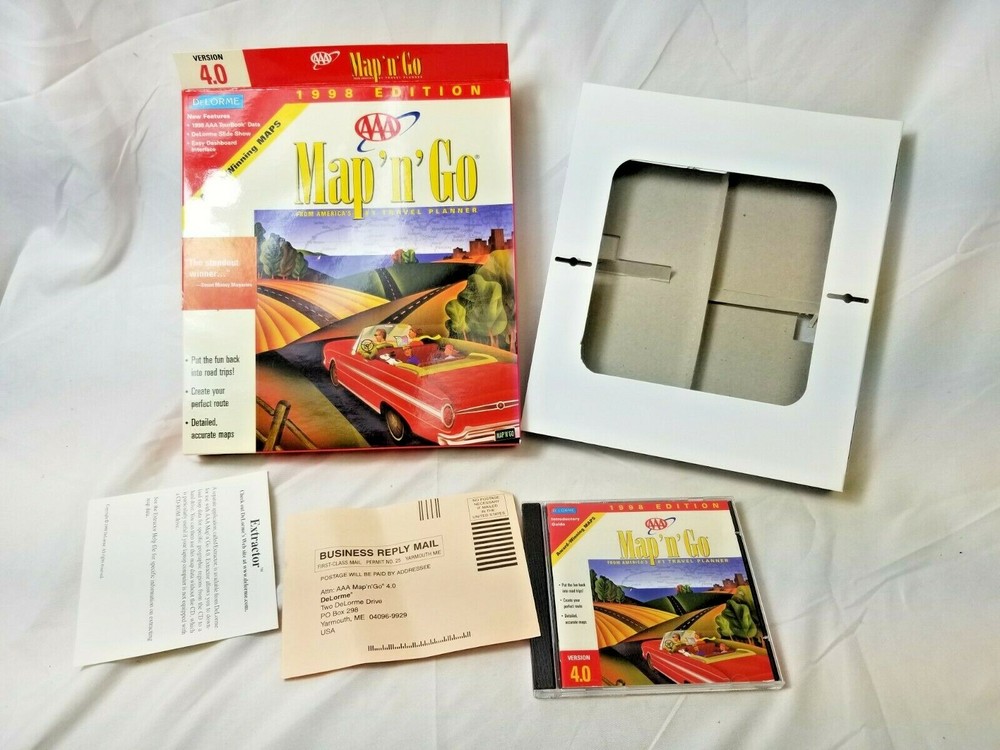 DeLORME AAA MAP N GO Maps PC BIG BOX 1998 win95 computer
