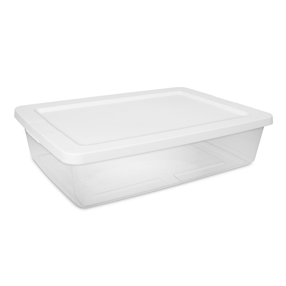 28 Quart Small Storage Bin, Clear Plastic Storage Container with Snap-On Lid