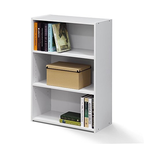 WRIGHT Book Shelf Modern Bookshelf, Bookcase with Closed 3-Tier Soft White