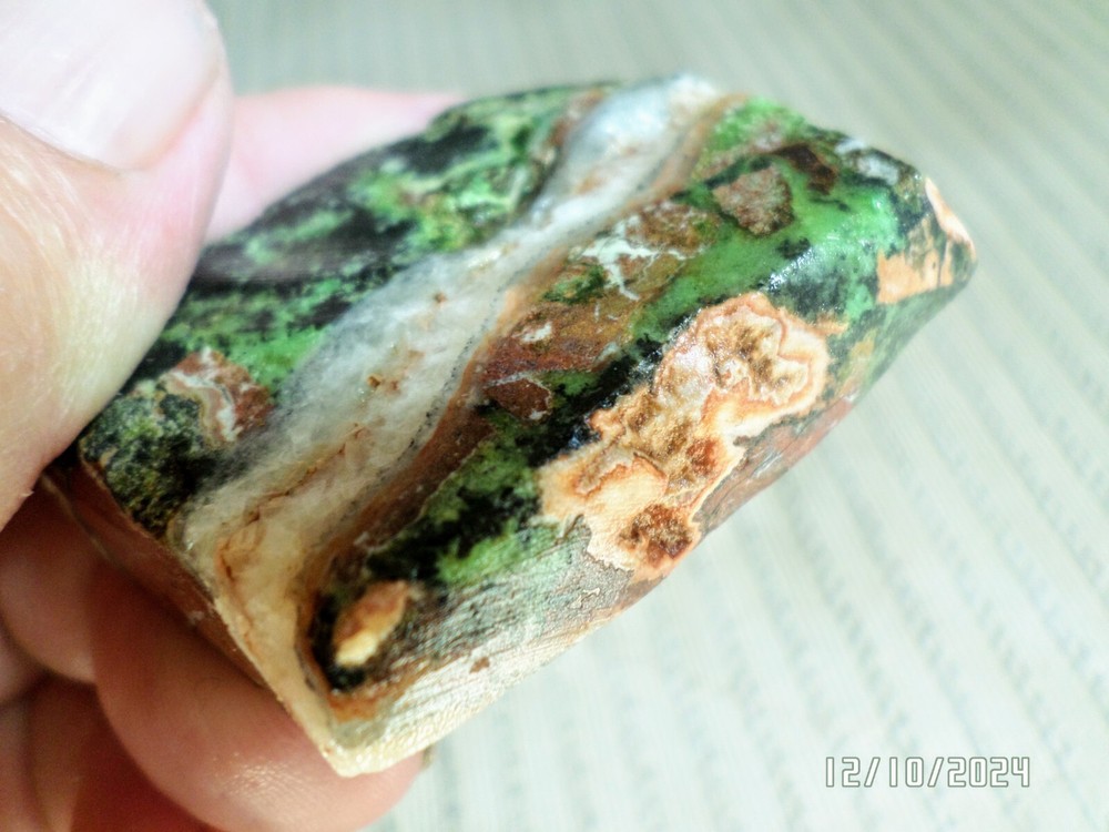 Gaspeite gemstone slab