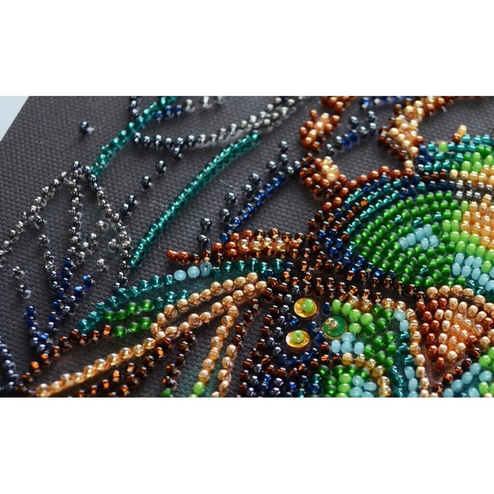 Bead Embroidery Kit Emerald beetle Bead needlepoint Beadwork DIY Abris Art