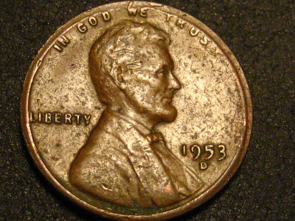 1953-D Lincoln Head Cent ERROR FLAT RIM