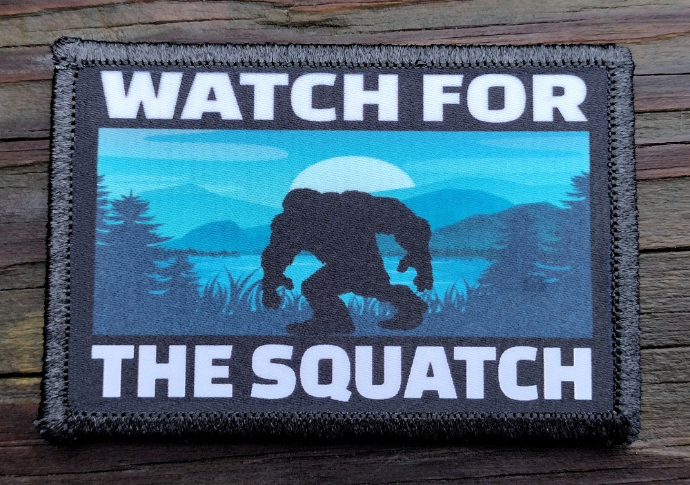 Watch For The Squatch Morale Patch Hook & Loop Funny Army Hiking Camping Bigfoot