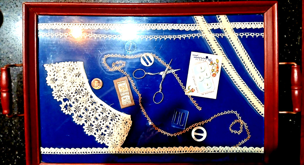 Shadow Box Style Sewing Display Tray