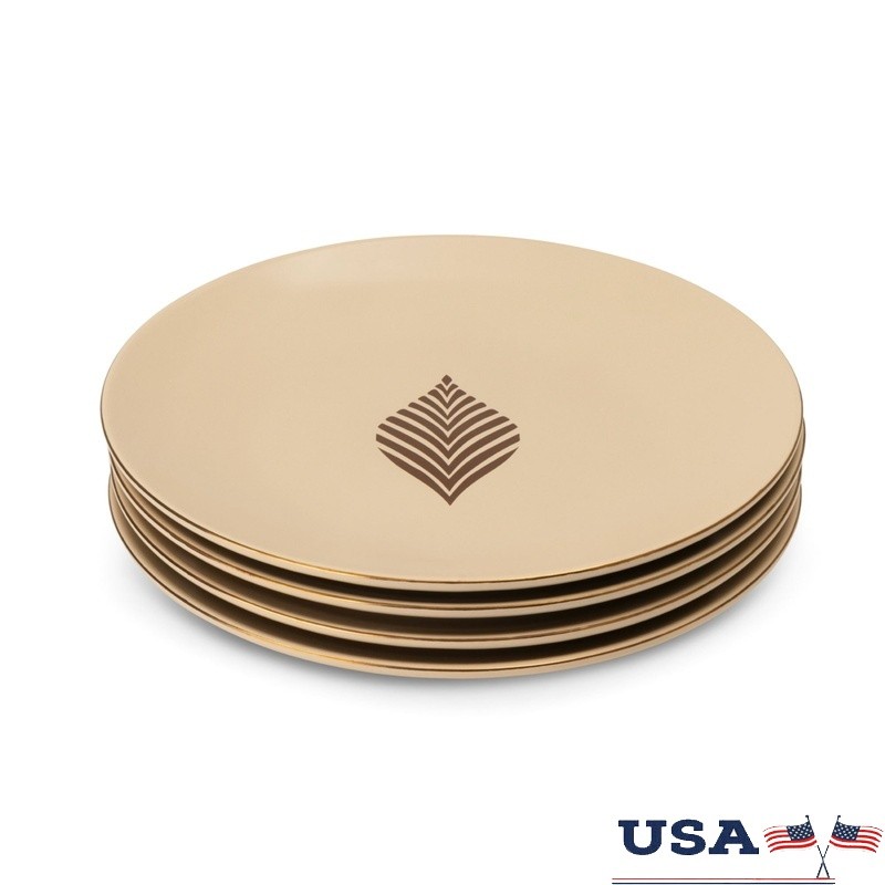 4 Pack Stoneware Dinner Plates Fall Leaf Microwave Dishwasher Safe Tableware New