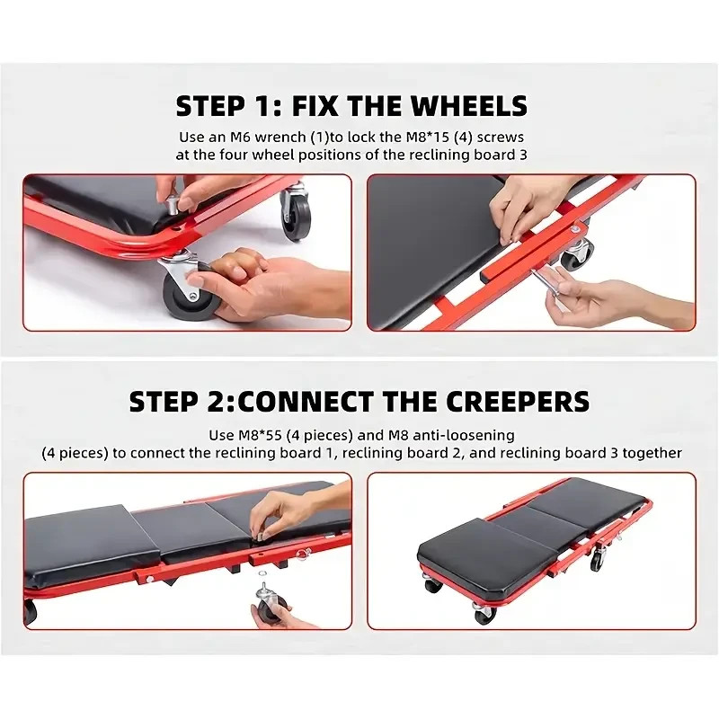 Foldable Z Creeper 2-in-1 Rolling Folding Car Creeper & Seat