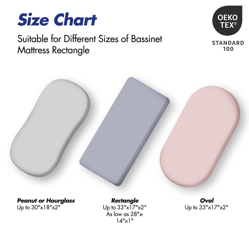 Universal Bassinet Sheets 2Pack Soft, Breathable, Gender Neutral Design