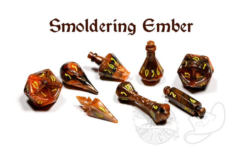 PolyHero Wizard 8 Dice Set | Smoldering Ember
