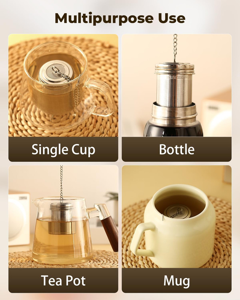 2 Pack Stainless Steel Tea Strainers Fine Mesh Loose Leaf Infusers
