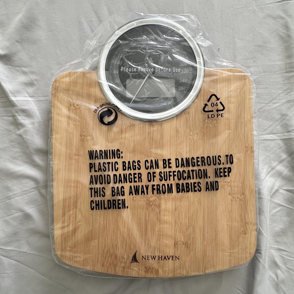 New Haven Pure Harmony Bathroom Scale Analog Big Display Brown Bamboo Boxed