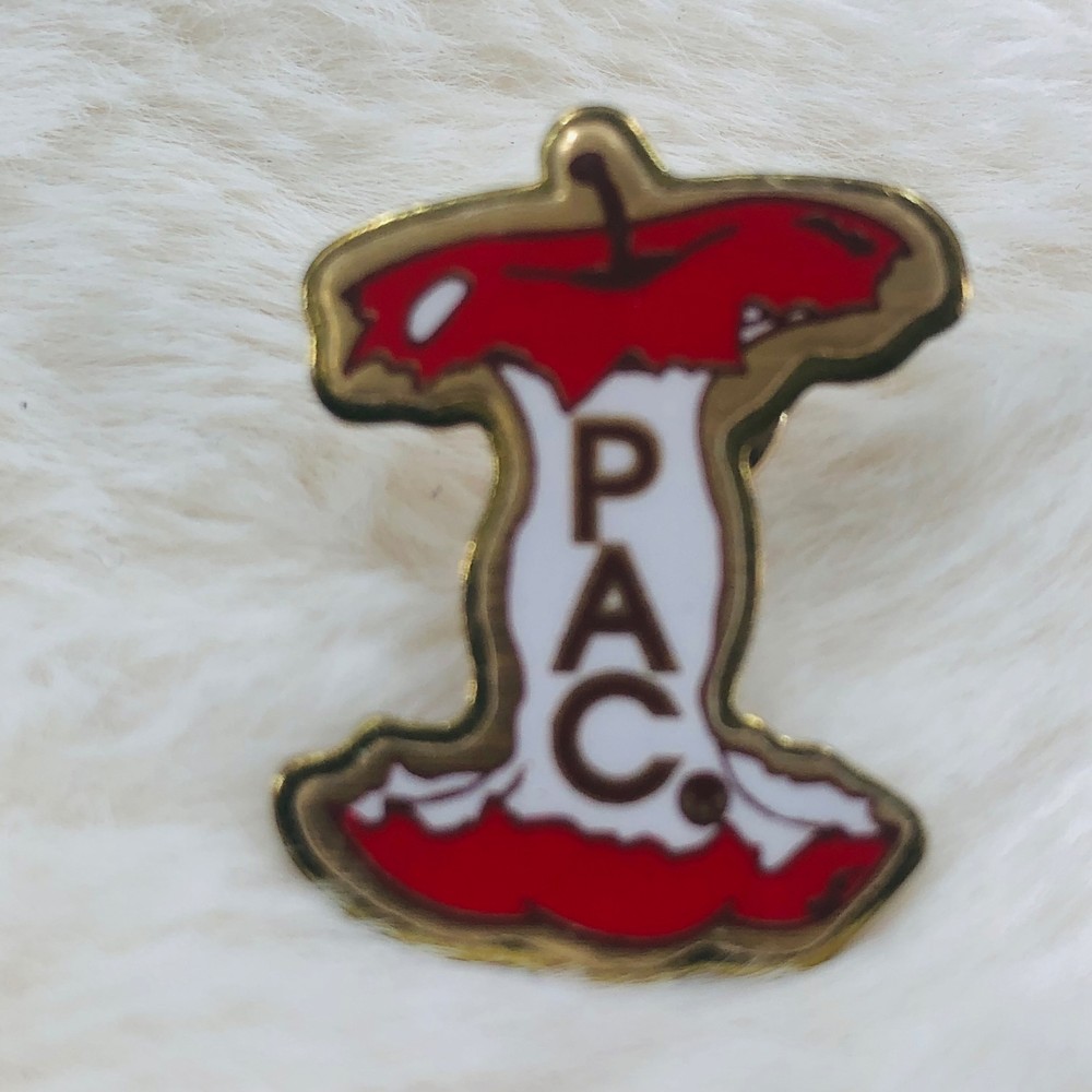 Vtg Teacher Union PAC Member Apple Core Lapel Pin
