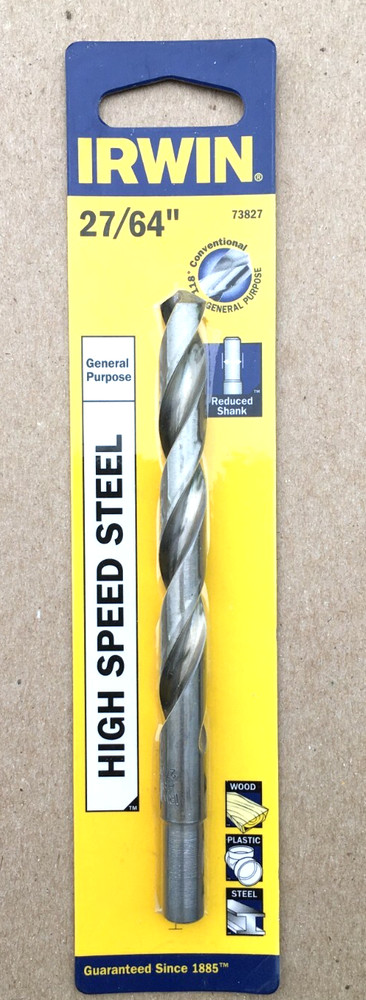 IRWIN 27/64" HIGH SPEED STEEL DRILL BIT
