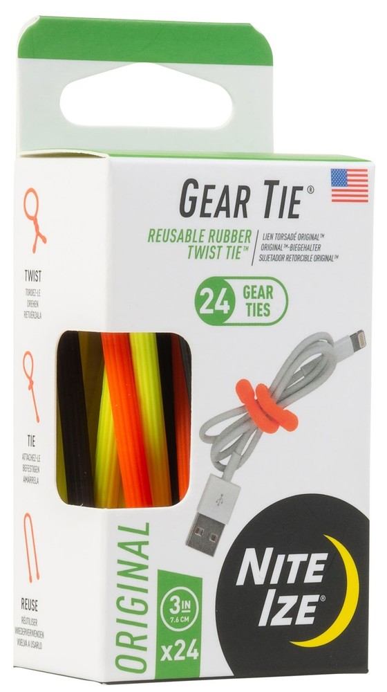 Nite Ize 24-Pack Gear Tie ProPack, 3" - Assorted Colors