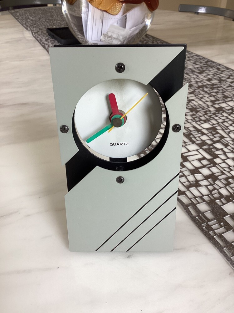 Vintage Abstract Postmodern Memphis Style 3 D Desk Clock