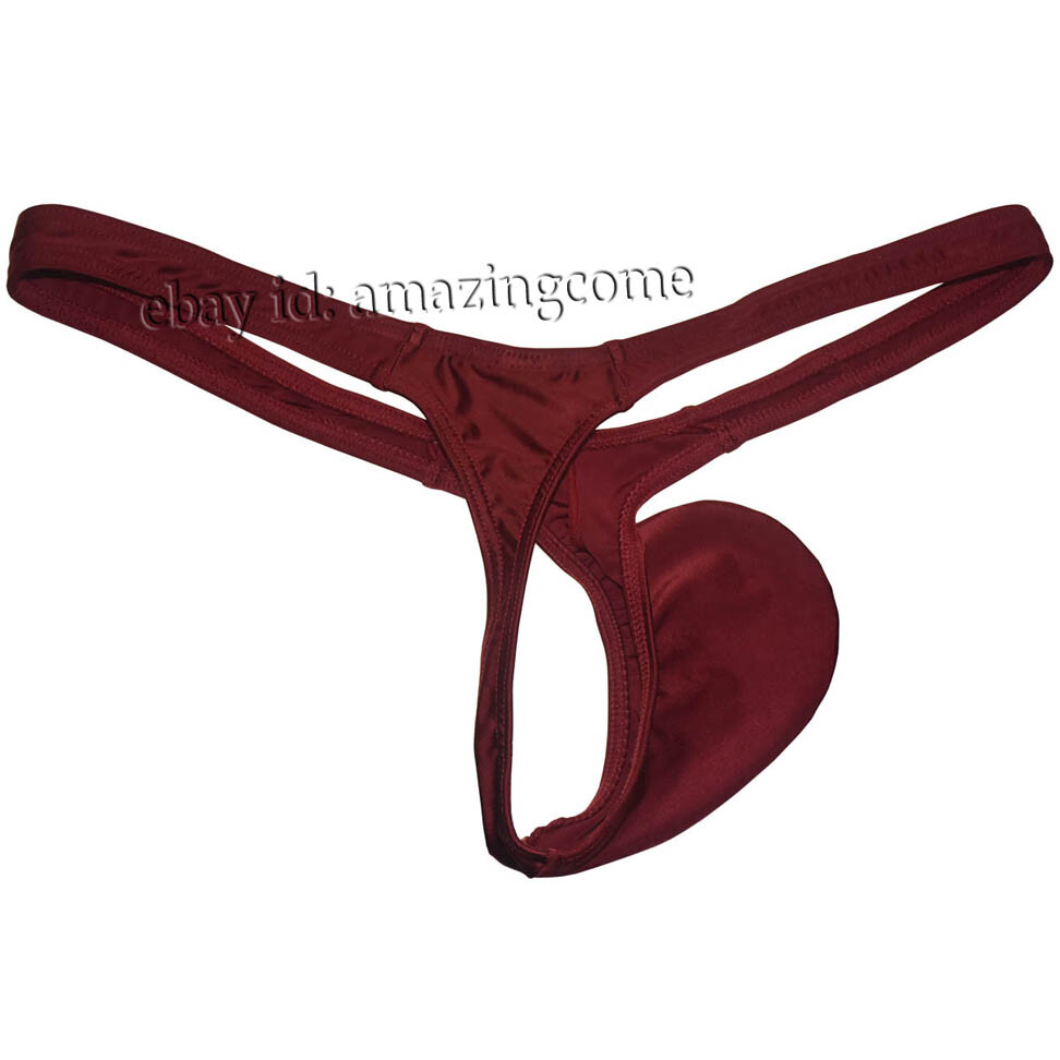 Men 3-Pack Shine G-Strings Bulge Pouch Underwear Micro Front Bikini Thong Pants