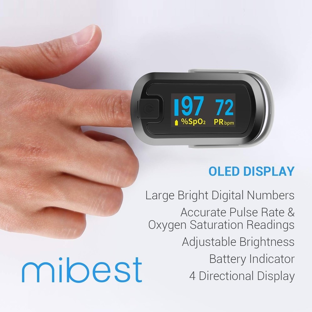 Portable OLED Pulse Oximeter with Adjustable Brightness - Ready to Use Anywhere