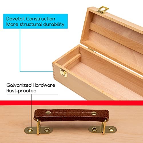 Medium Art Supply Storage Box - Multi-Function Solid Beech Wooden Small