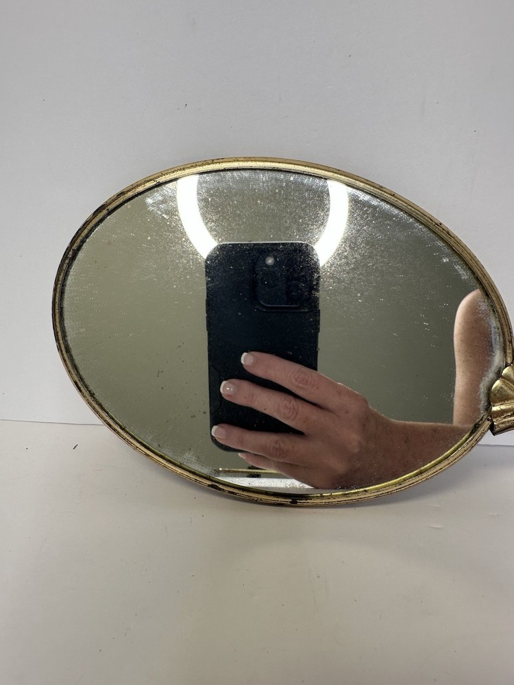 Vintage Hand Mirror Gold Tone