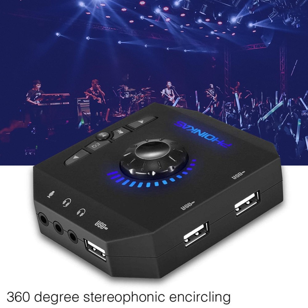 Professional Computer USB Sound Card 7.1 Channel Audio Adapter For PC Laptop E