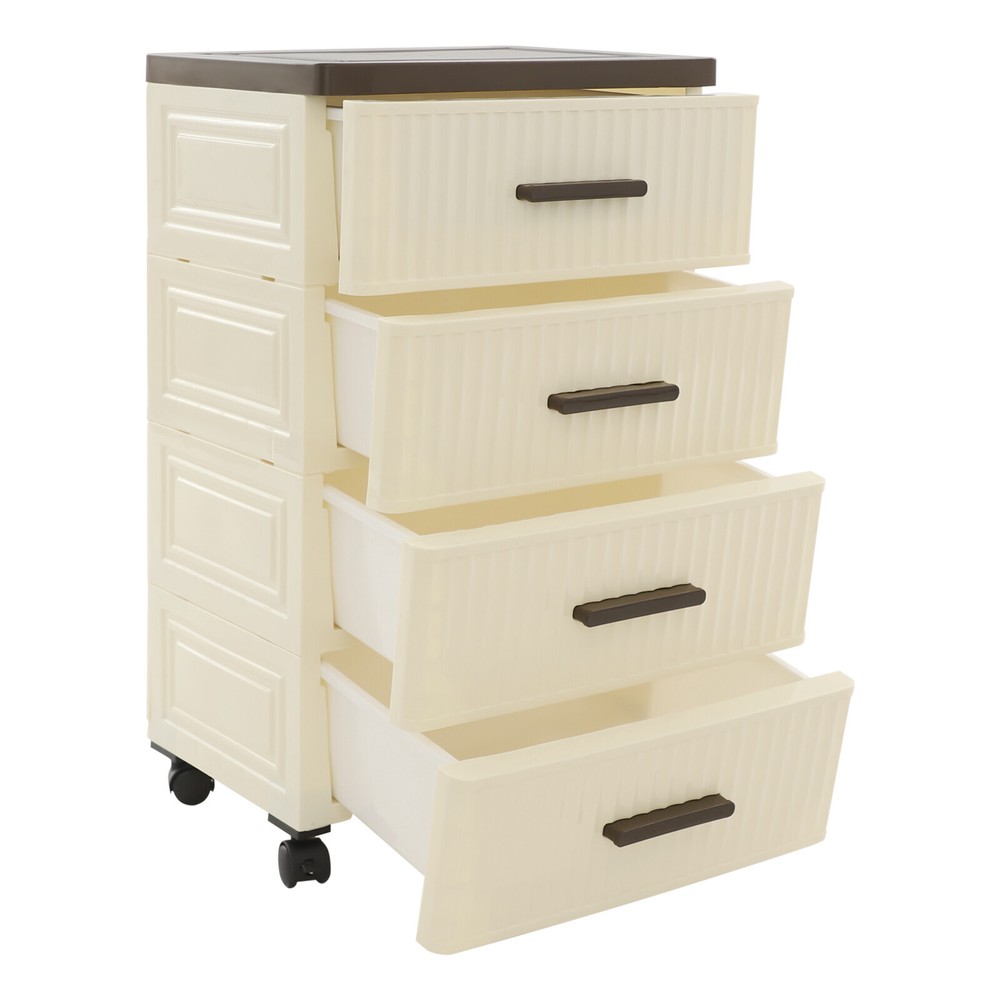 PP 4 Tier Drawer Storage Organizer, Storage Cabinet with 4 Universal Wheels