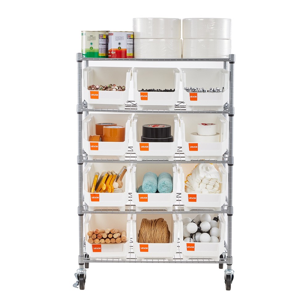 VEVOR Rolling Bin Storage Rack 5-Tier Bin Rack Storage System with 12 Bins