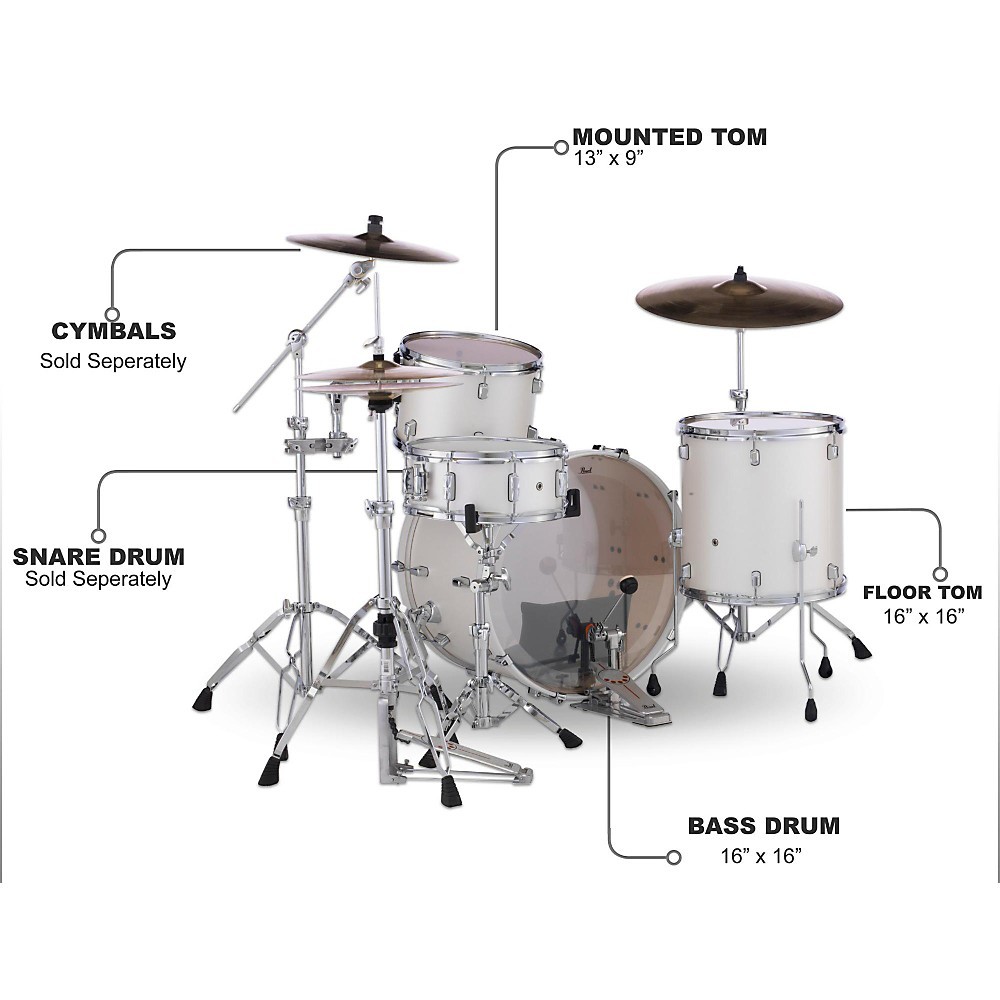 Pearl Decade Maple 3-Piece Shell Pack White Satin Pearl