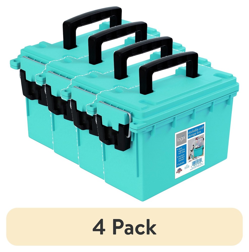11.5 Inch Stackable Storage Container Teal Water Resistant for Crafts