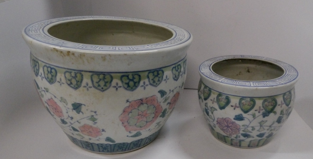 Two Stoneware / Pottery Planters Originally from Rite-Aid or Walgreens