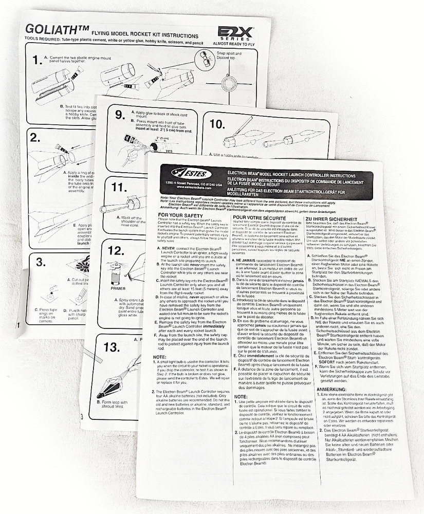 Vintage Estes Range Box Rocket Set 2 Rockets 2 Launch Pads Controller NO ENGINES
