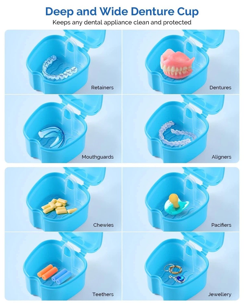 Denture Case With Strainer Apple Shaped – Retainer False Teeth Storage Box