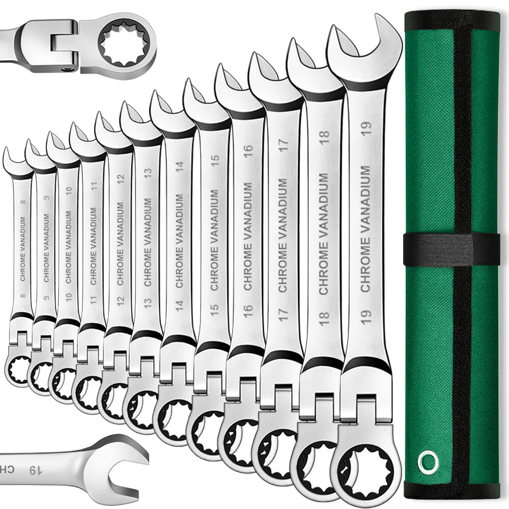 Combination Ratchet Key with Flexible Dual Purpose Ratchet Tool Combination Set
