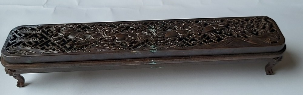 Antique Rectangular Bronze Horse Incense Burner 长方形群奔马青铜熏香炉 j8