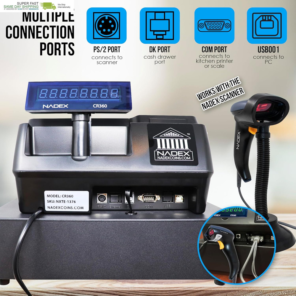 Quick Load Thermal Printer, Compact Size, Cash and Coin Drawer, Black