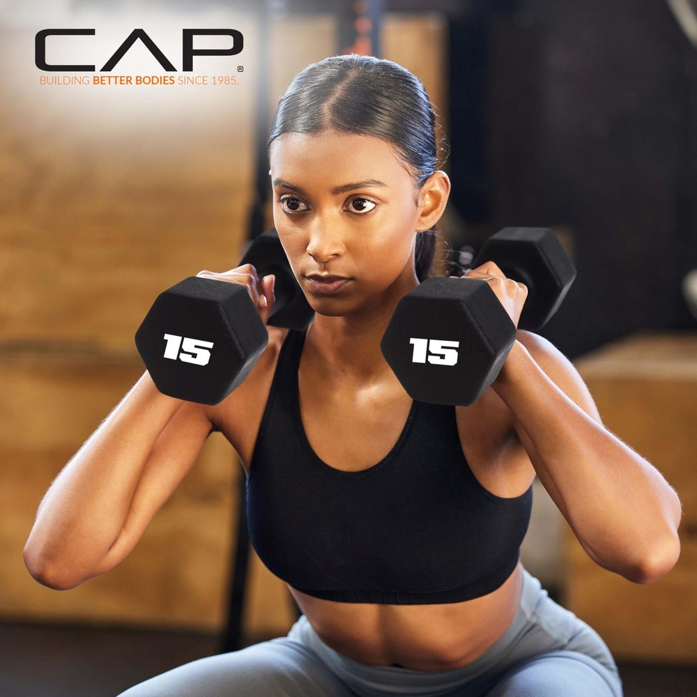 Barbell 4 LB Neoprene Dumbbell Hand Weights - Pair | Black