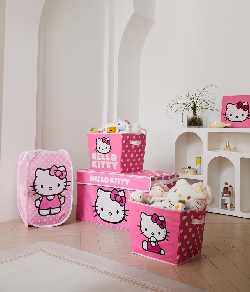 Storage Solution Set with Pop Up Hamper Collapsible Trunk and 2 Bins Hello Kitty