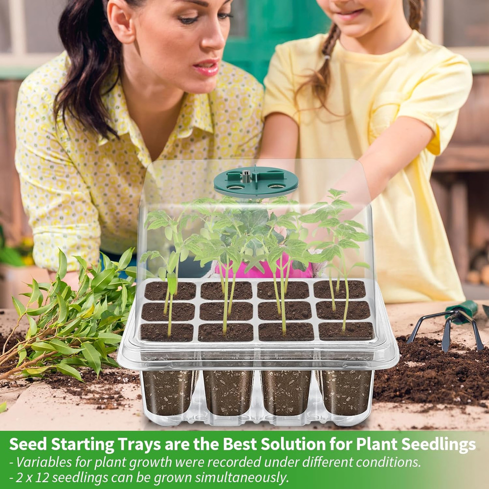 Seed Starter Tray with Plant Light, 2 Pack Grow Lights for Seed Starting Kit wit