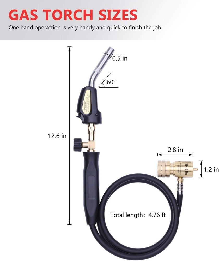 Brass Welding Torch with 1.5M Hose - Precision Soldering & Thawing Tool