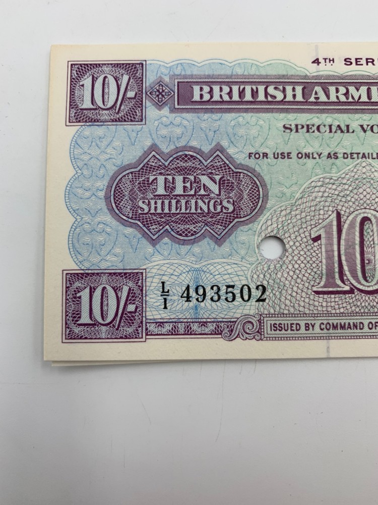 British Armed Forces Currency 10 Shillings Banknote UNC Consecutive Numbers
