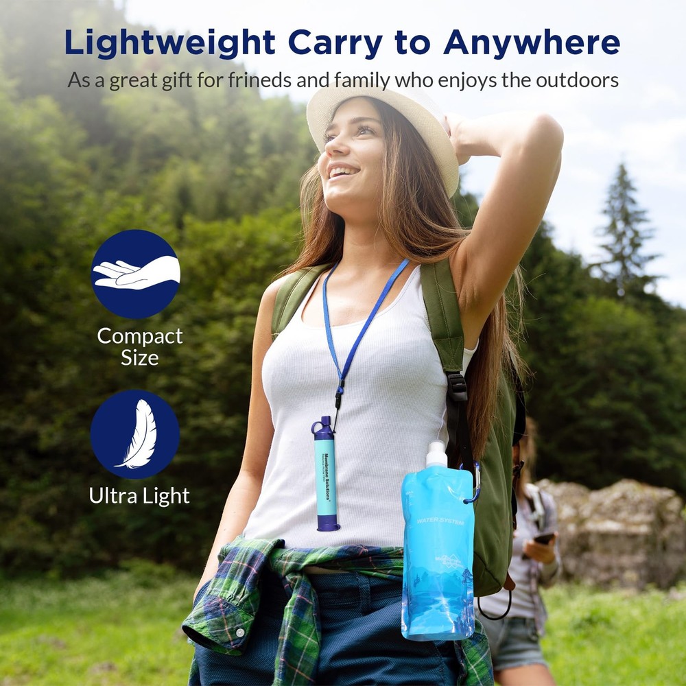 Membrane Solutions Water Filter Squeezable System Purifier Survival Camping