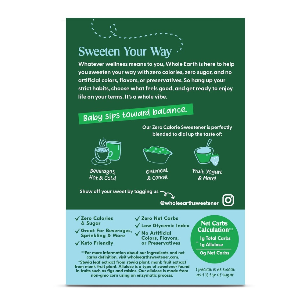 Zero Calorie Stevia, Monk Fruit & Allulose Sweetener Packets, Zero Calorie