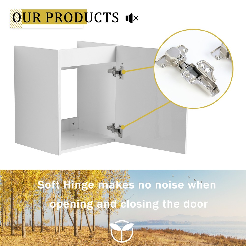 18'' Floating Wall-Mounted Bathroom Vanity with Ceramic Sink & Soft-Close Cabi