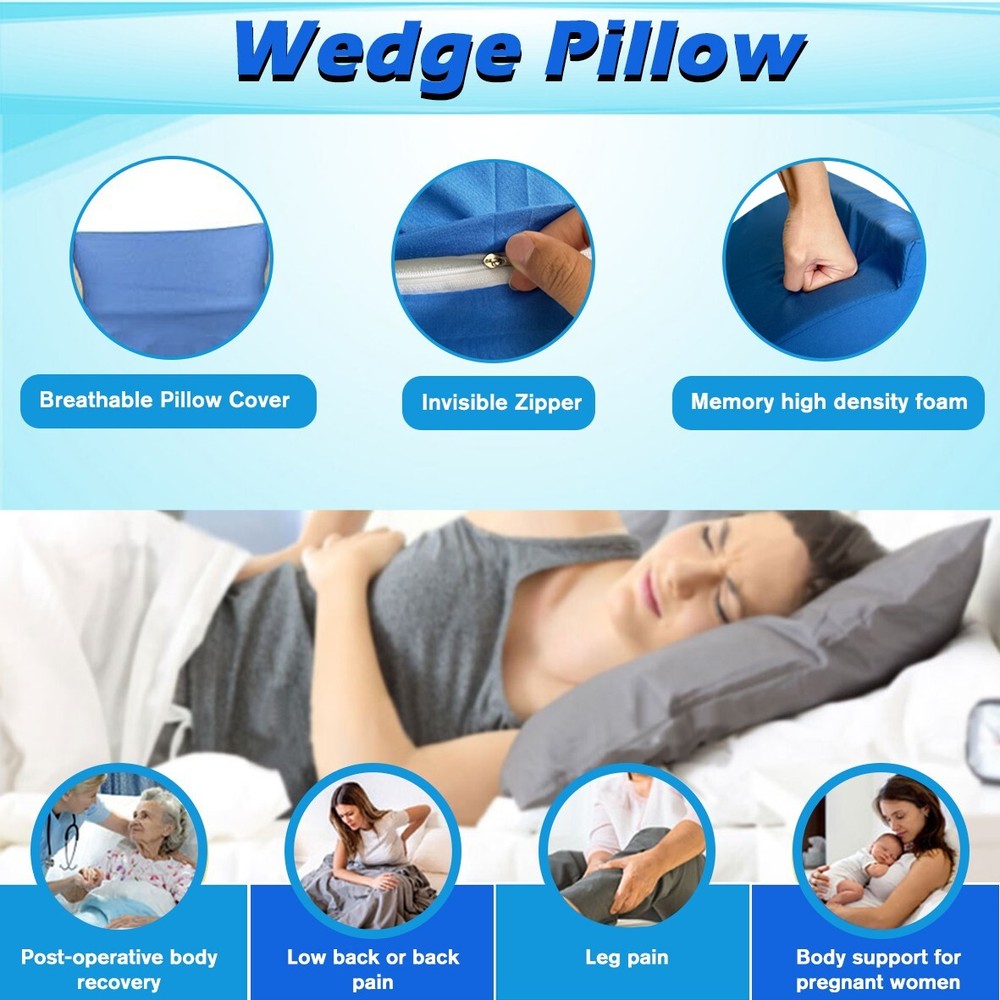 For Sleeping Triangle Wedge Pillow Cushion Post Surgery Bedsores Elderly Support
