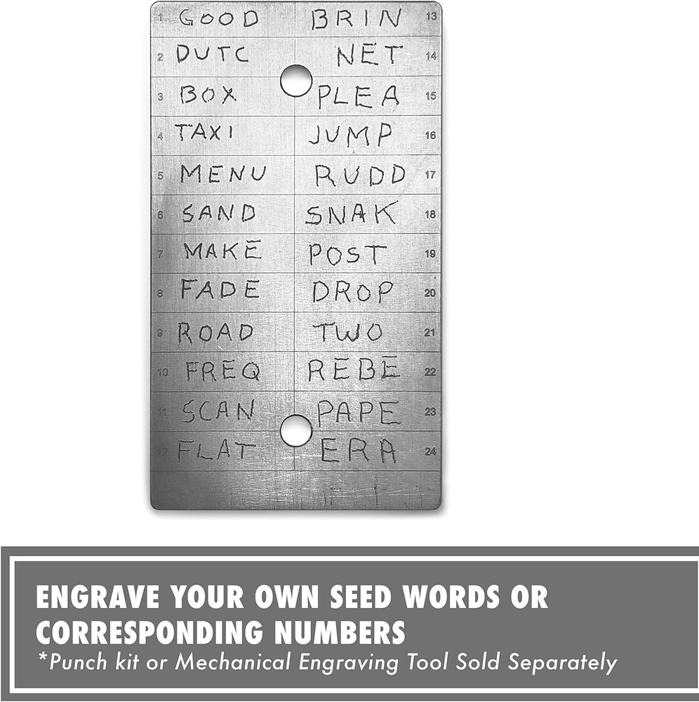 Durable Titanium Plate for Safe Cryptocurrency Seed Phrase Protection - 1 Count