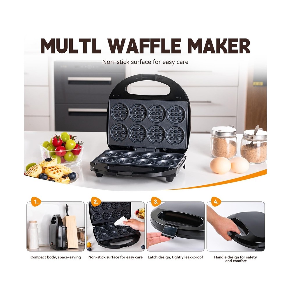 Mini Waffle Maker, Machine Nonstick Small Waffle Maker with Quick H... Fast Ship