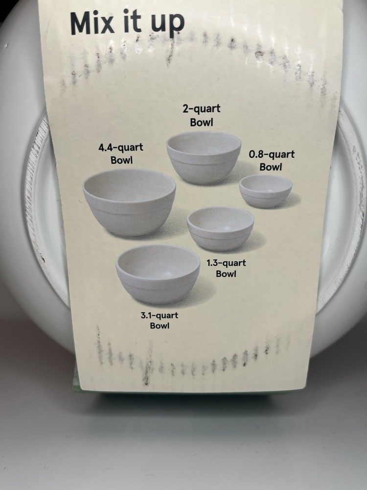 5pc Earthenware Ceramic Mixing Bowl Set Cream - Figmint