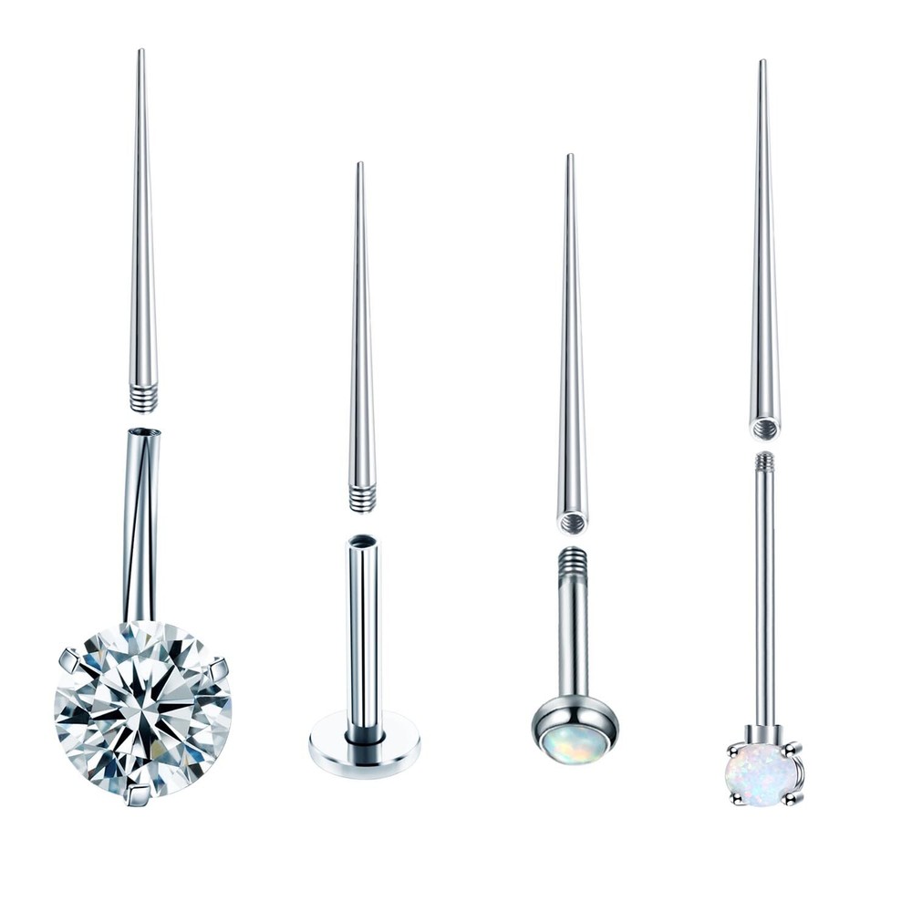 2pc Surgical Steel Internal & External Thread Needle Universal Piercing Tool Kit