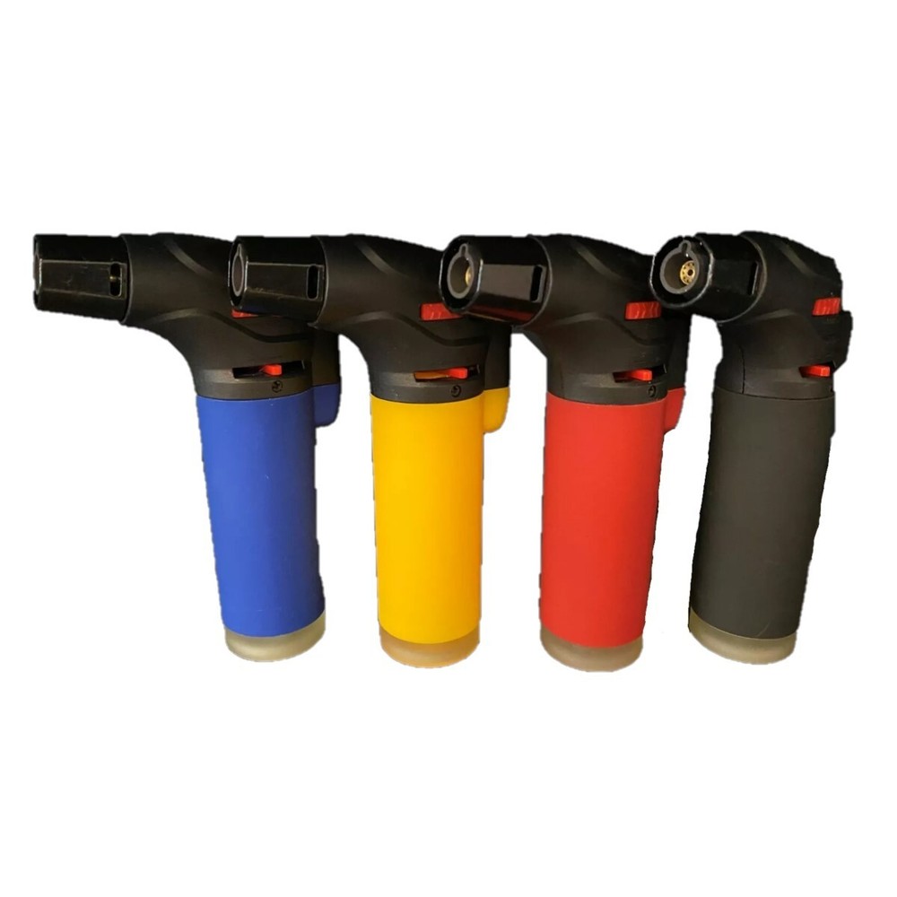 4 Pack Jumbo 4" Single Jet Flame Torch Gun Lighter Refillable Lockable Windproof