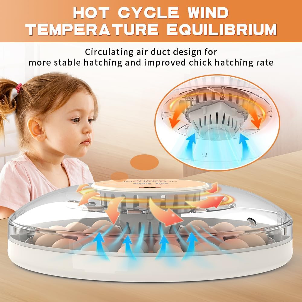 30 Egg Incubator with Automatic Turner, Digital Temperature and Humidity Display