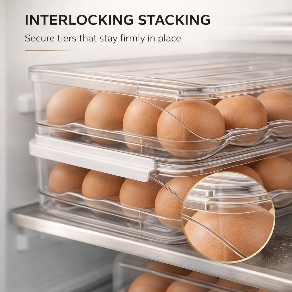 Egg Holder for Fridge with Rolling Auto Dispense, Egg Dispenser for Refrigera...