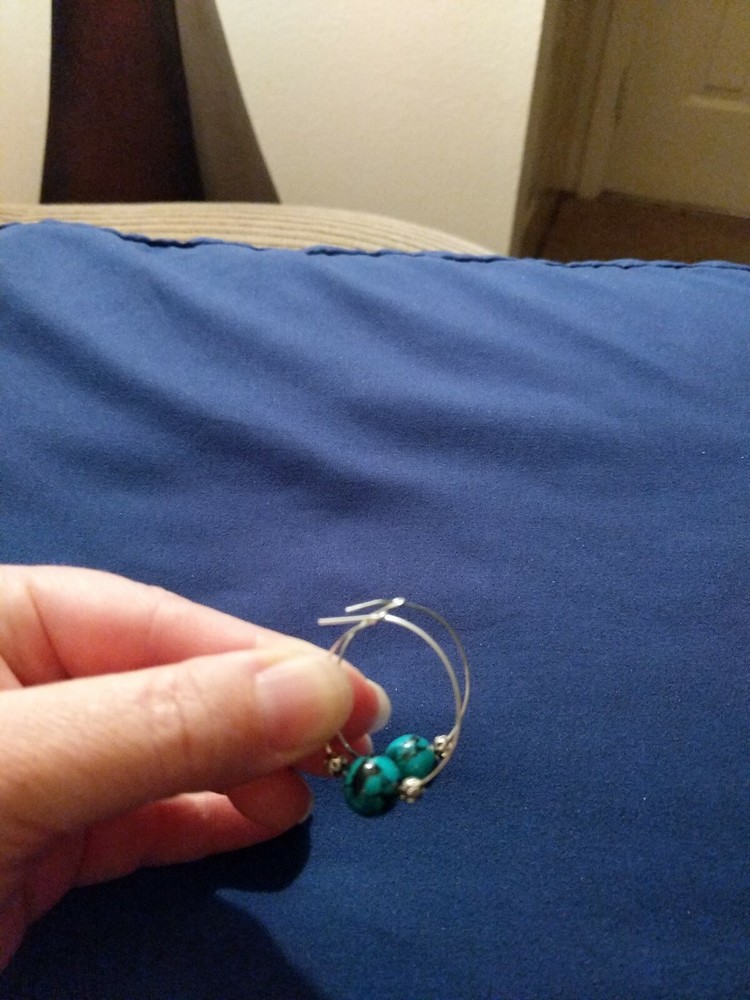 Handmade Green And Black Loop Earrings - A